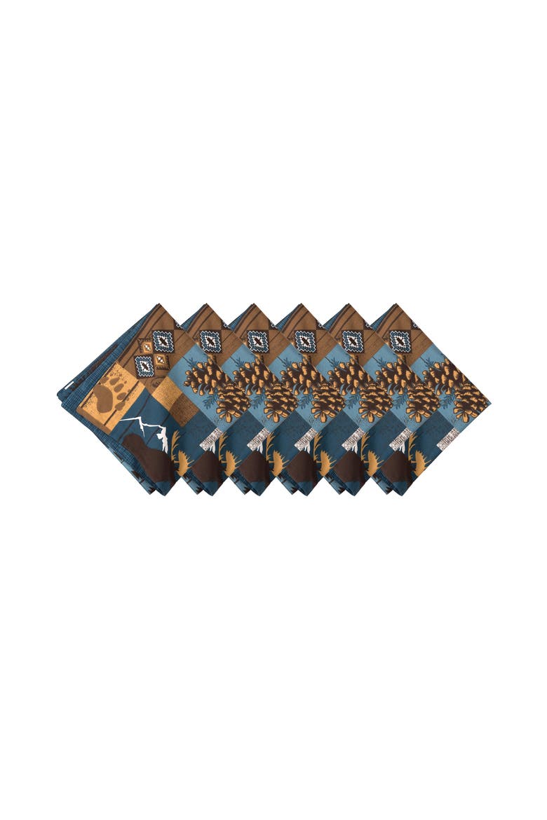 Timber Trails Sky 100% Cotton Set of 6 Cloth Napkins, Alternate, color, Blue