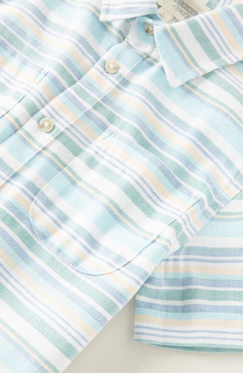 Tucker + Tate Kids' Stripe Short Sleeve Cotton Twill Button-up Shirt In Blue