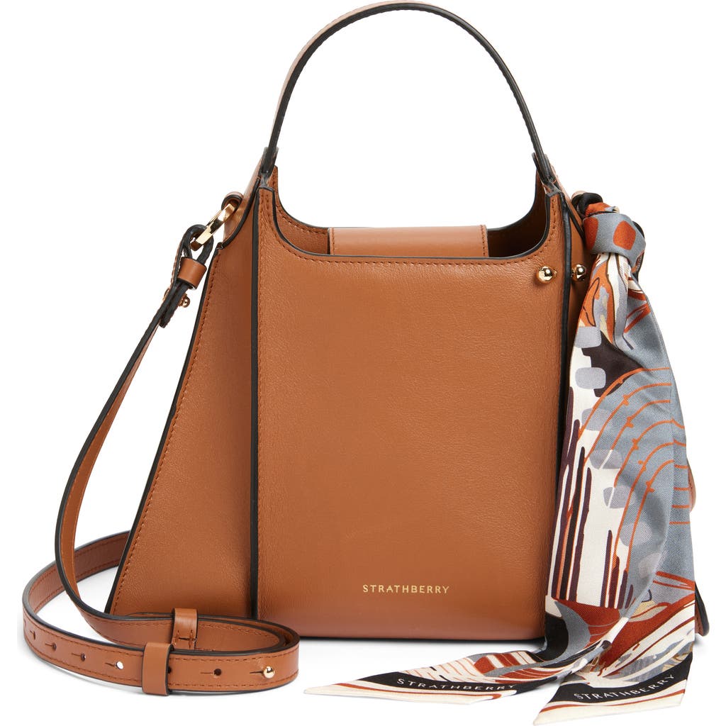 Strathberry Arkshell Top Handle Leather Bag In Tan