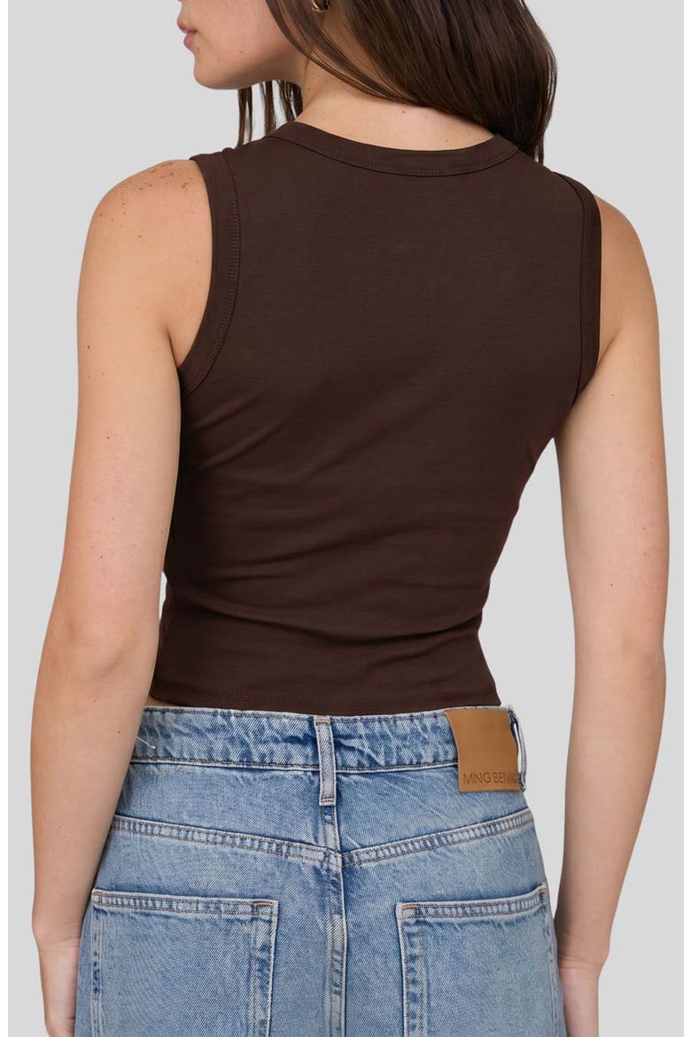 Button Down Cotton Jersey Tank, Alternate, color, BROWN