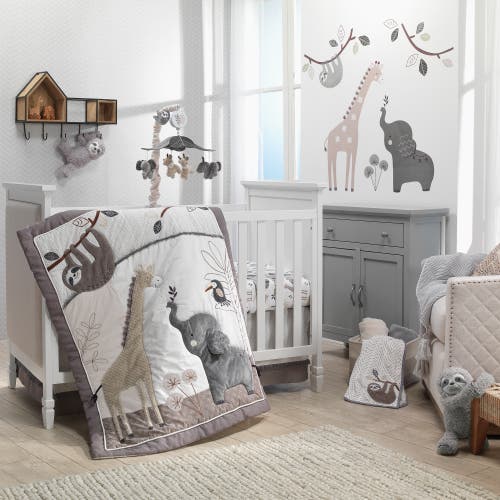 Lambs & Ivy Baby Jungle Faux Shearling Sloth Baby Blanket In Gray