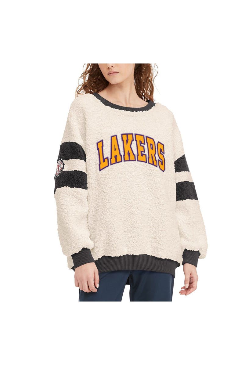 TOMMY JEANS Women's Tommy Jeans Oatmeal/Black Los Angeles Lakers Mindy Sherpa Pullover Sweatshirt, Main, color, Oatmeal