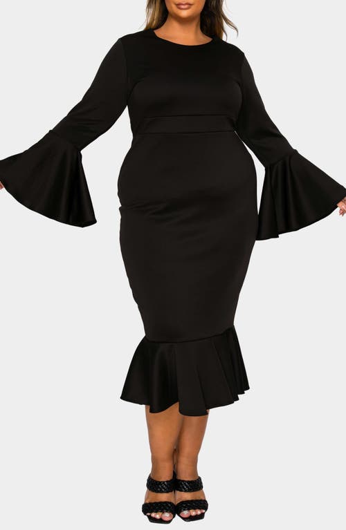 L I V D Sabrina Long Sleeve Mermaid Dress In Black