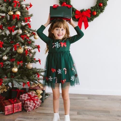 Sweet Wink Emerald Candy Cane Sequin Christmas Long Sleeve Tutu Dress In Multi