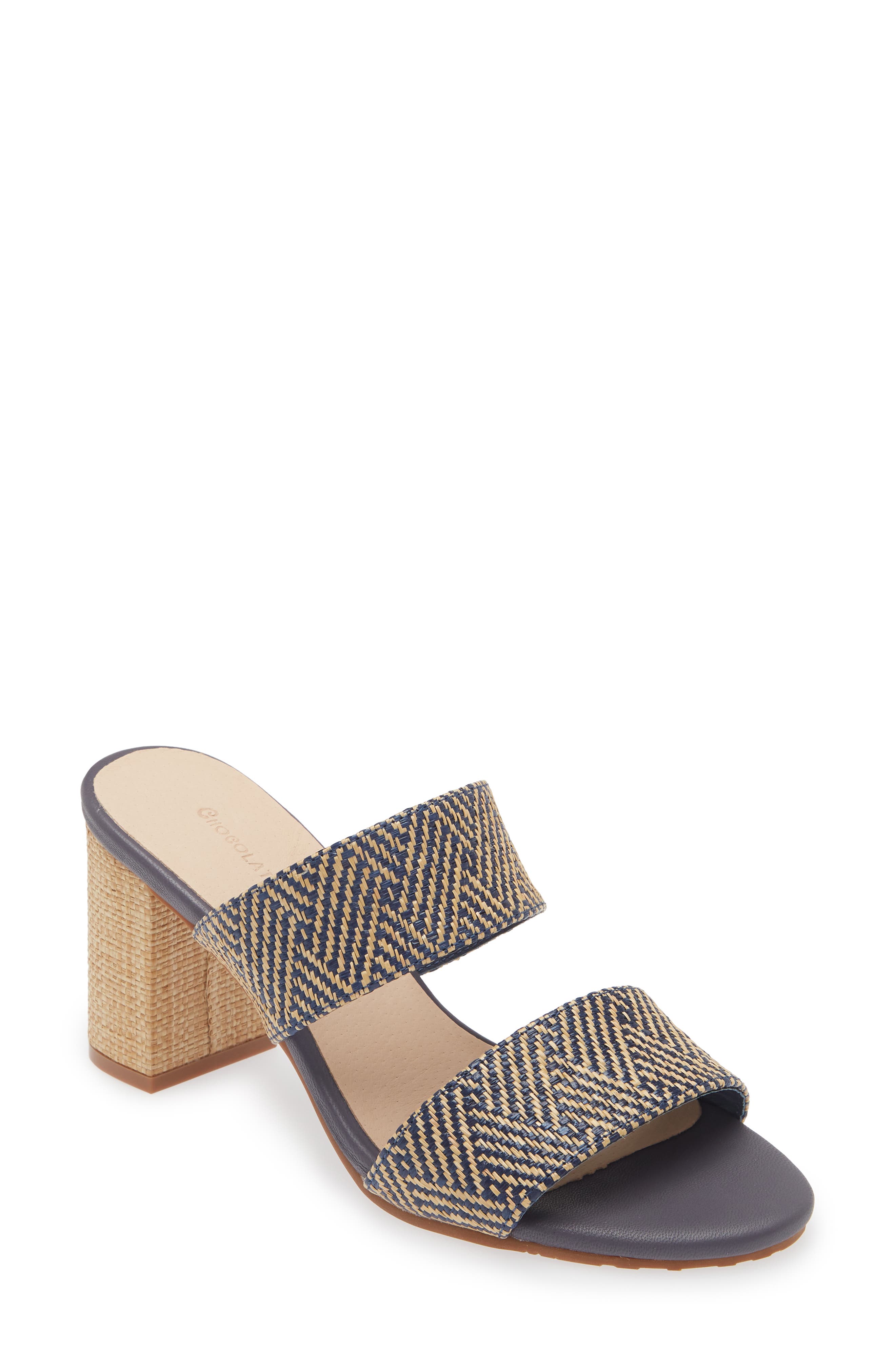 Chocolat Blu Celine Sandal, Main, color, Blue Combo Raffia