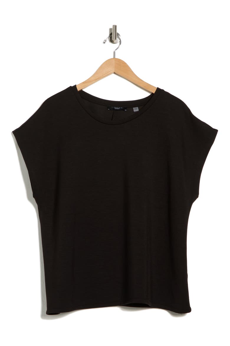Cap Sleeve Scuba Knit T-Shirt, Alternate, color, BLACK