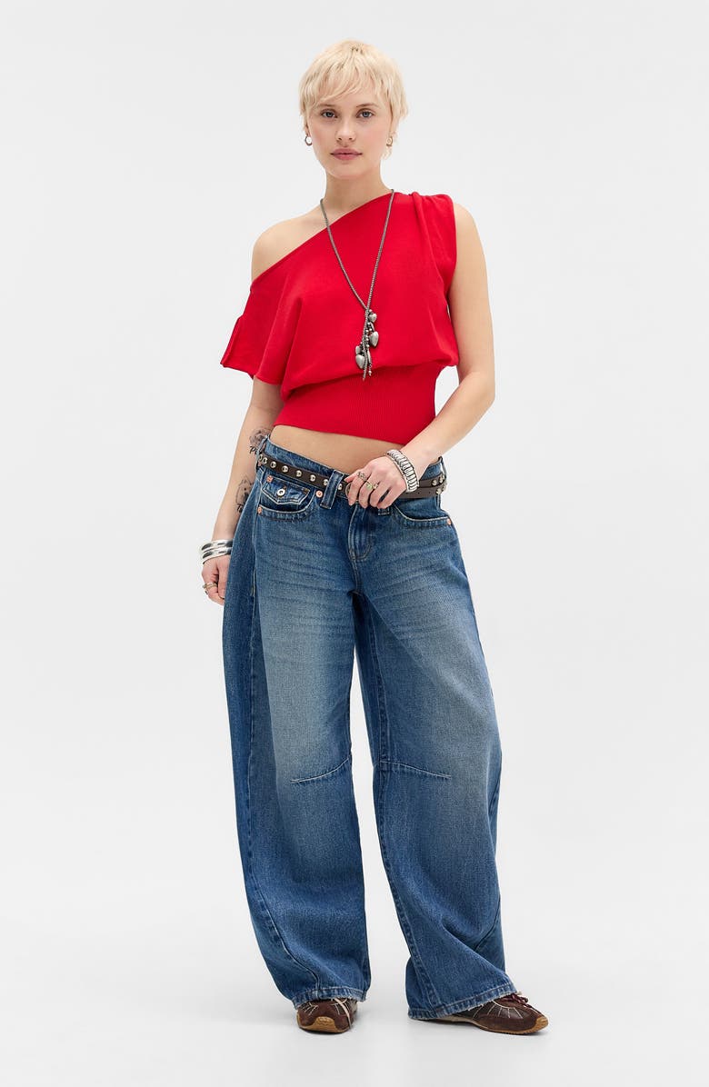 BDG Urban Outfitters Bailey Boat Neck Knit Crop Top, Alternate, color, Red