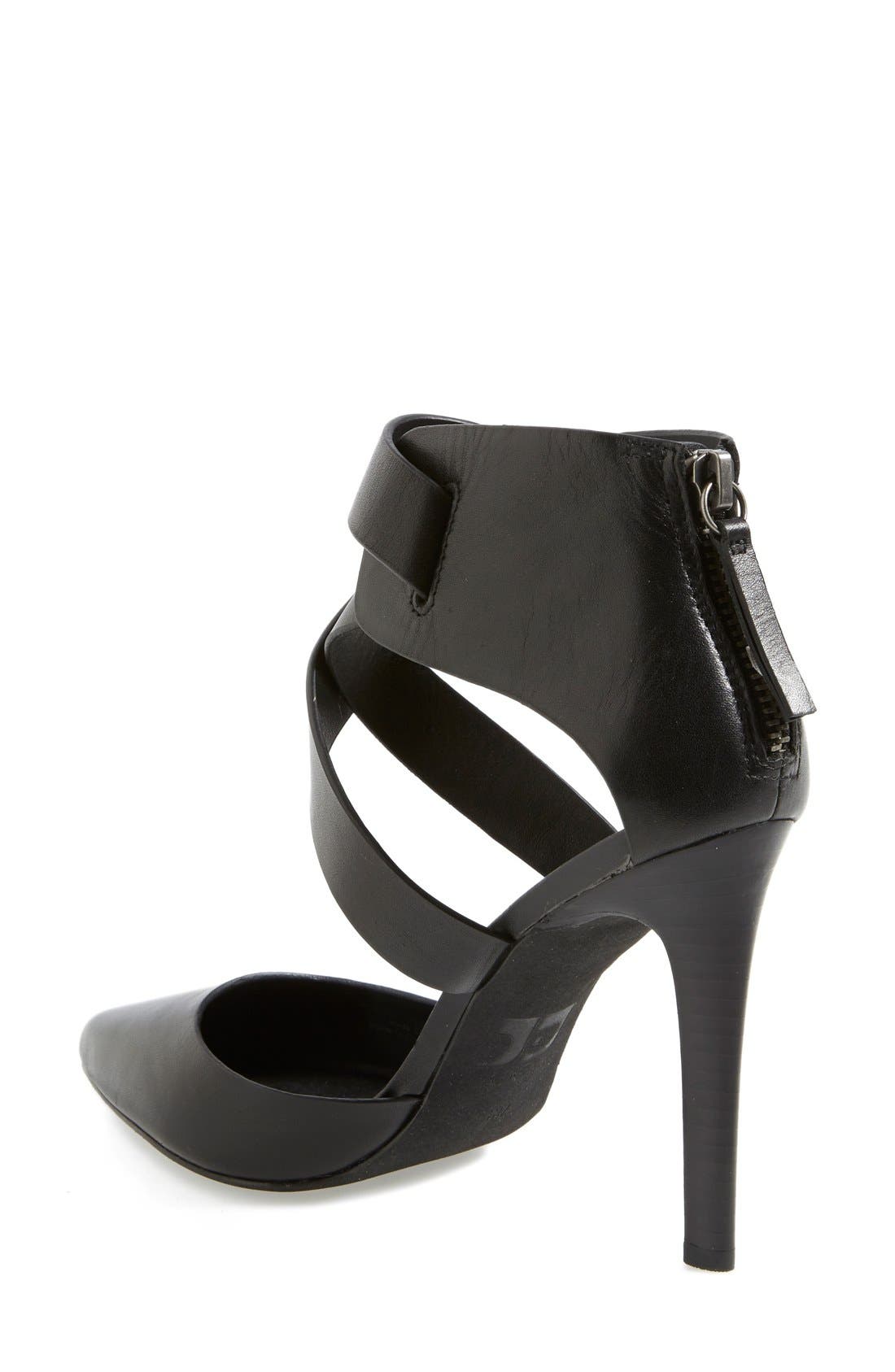 'Pete' Pointy Toe Pump, Alternate, color, BLACK LEATHER