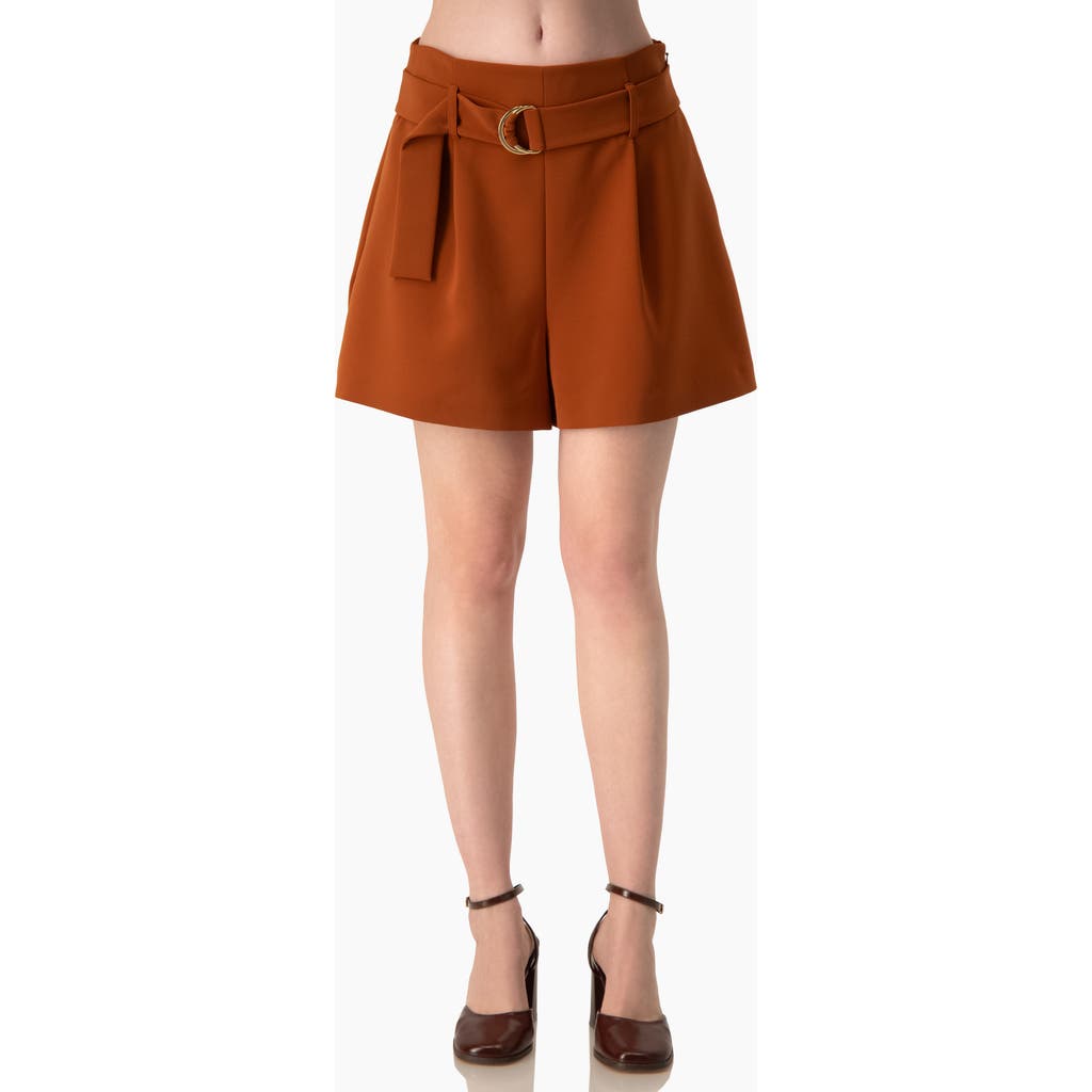 Ivonne High-rise Tailored Shorts With Removable Belt In Chedron