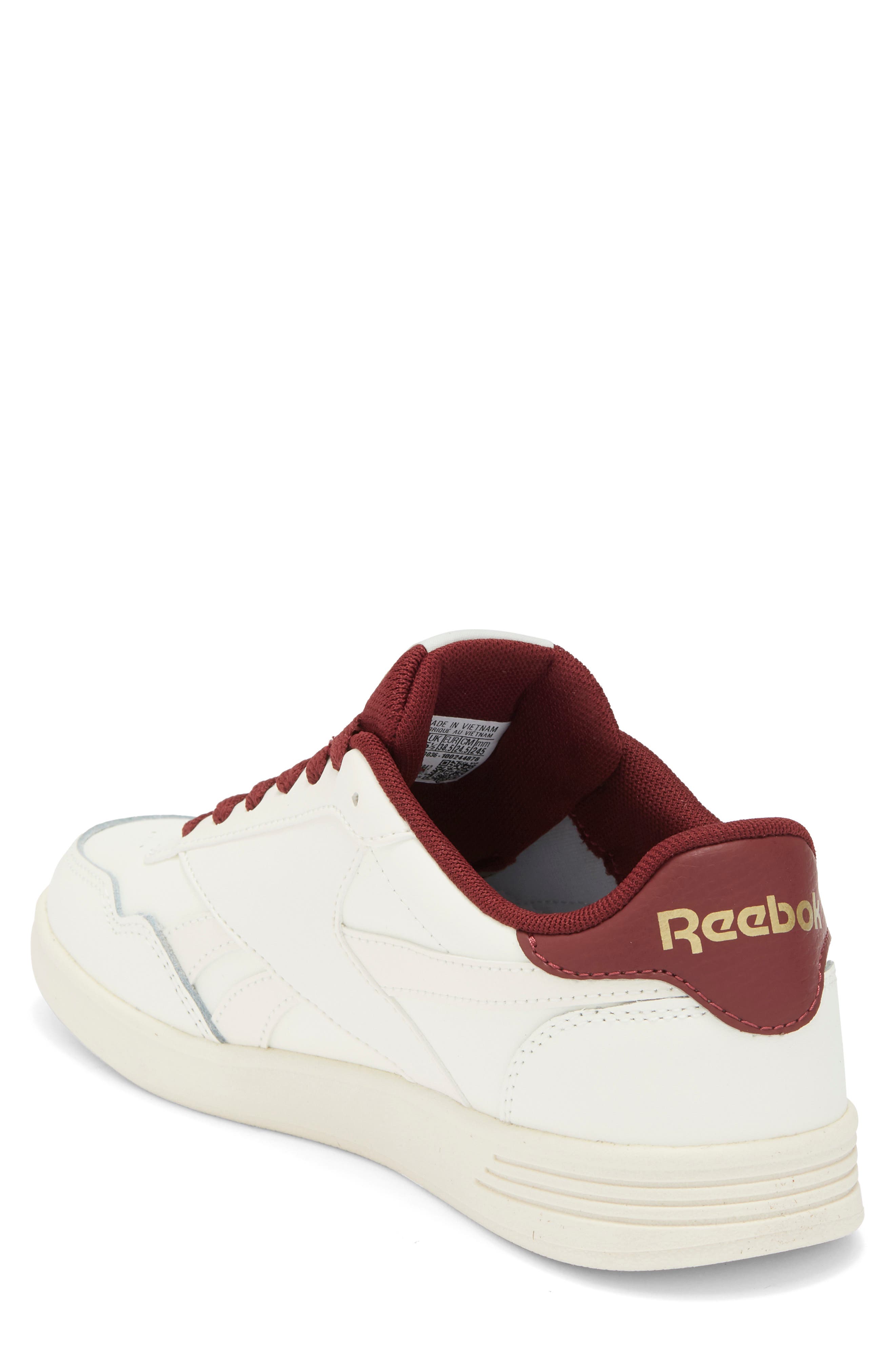 Court Advance Sneaker, Alternate, color, CHALK/CLASSICBURGUNDY/GOLDMET