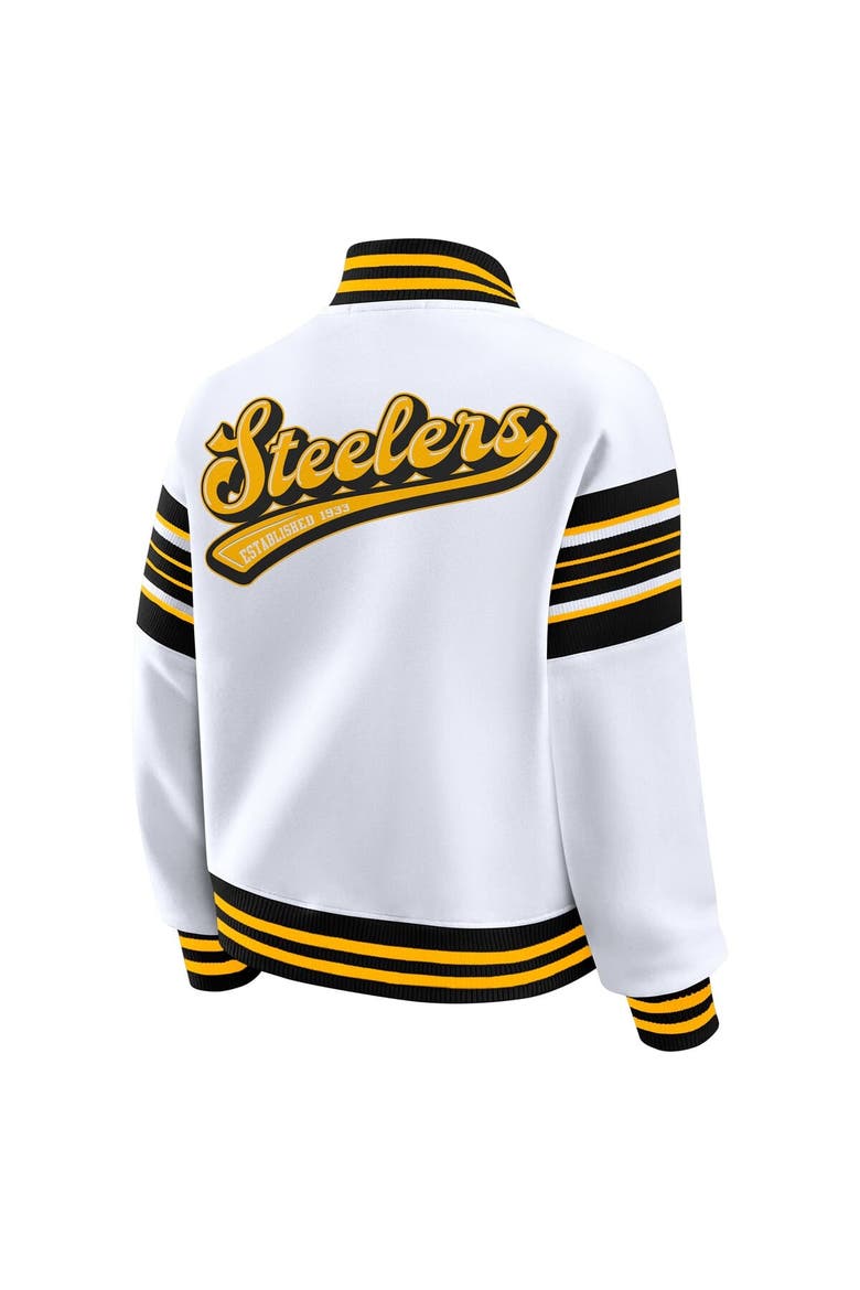 Women's WEAR by Erin Andrews White Pittsburgh Steelers Plus Size Full-Snap Fleece Sweatshirt Jacket, Alternate, color, White