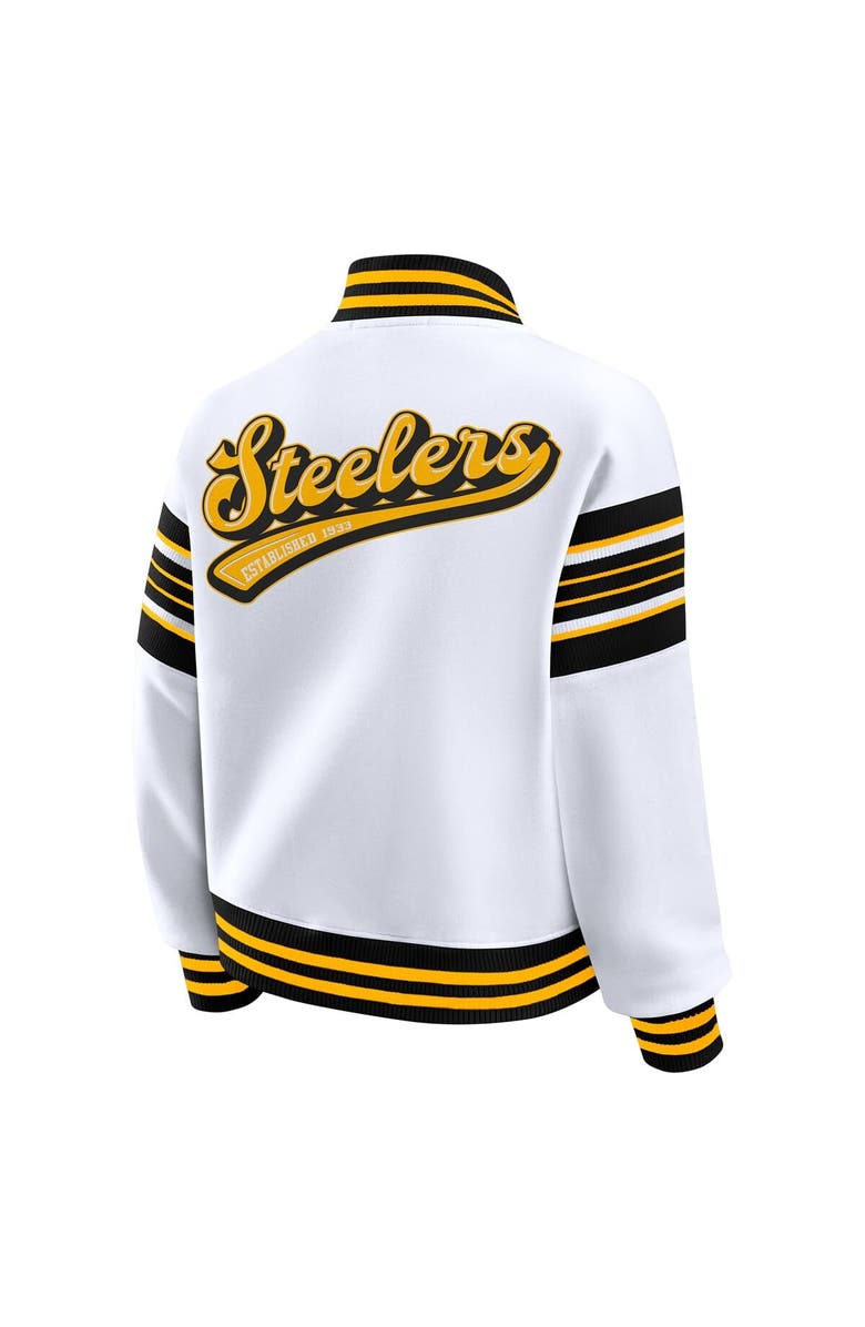 WEAR by Erin Andrews Women's WEAR by Erin Andrews White Pittsburgh Steelers Plus Size Full-Snap Fleece Sweatshirt Jacket, Alternate, color, White