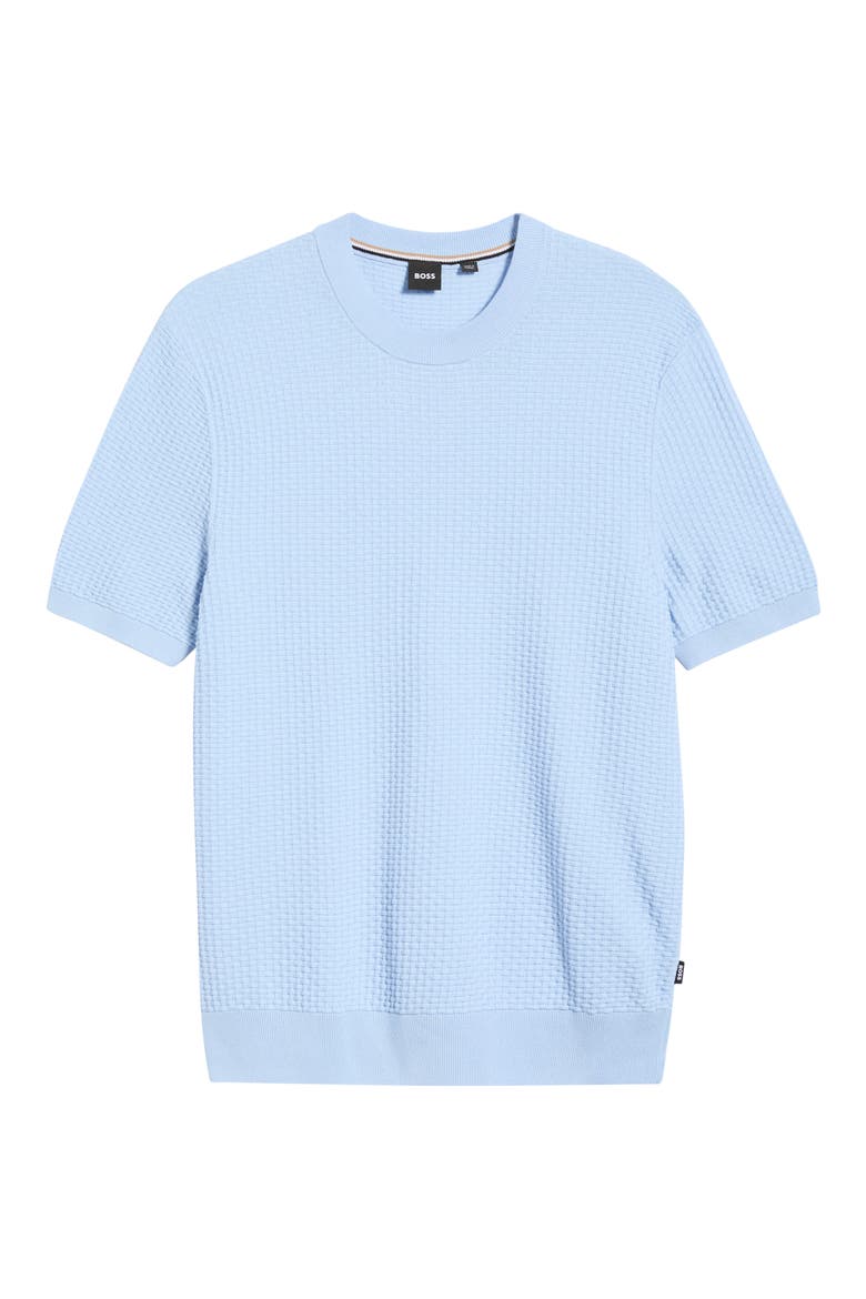 H-Nilton Short Sleeve Basket Weave Cotton Sweater, Main, color, LIGHT PAST/ BLUE