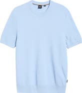 BOSS H-Nilton Short Sleeve Basket Weave Cotton Sweater