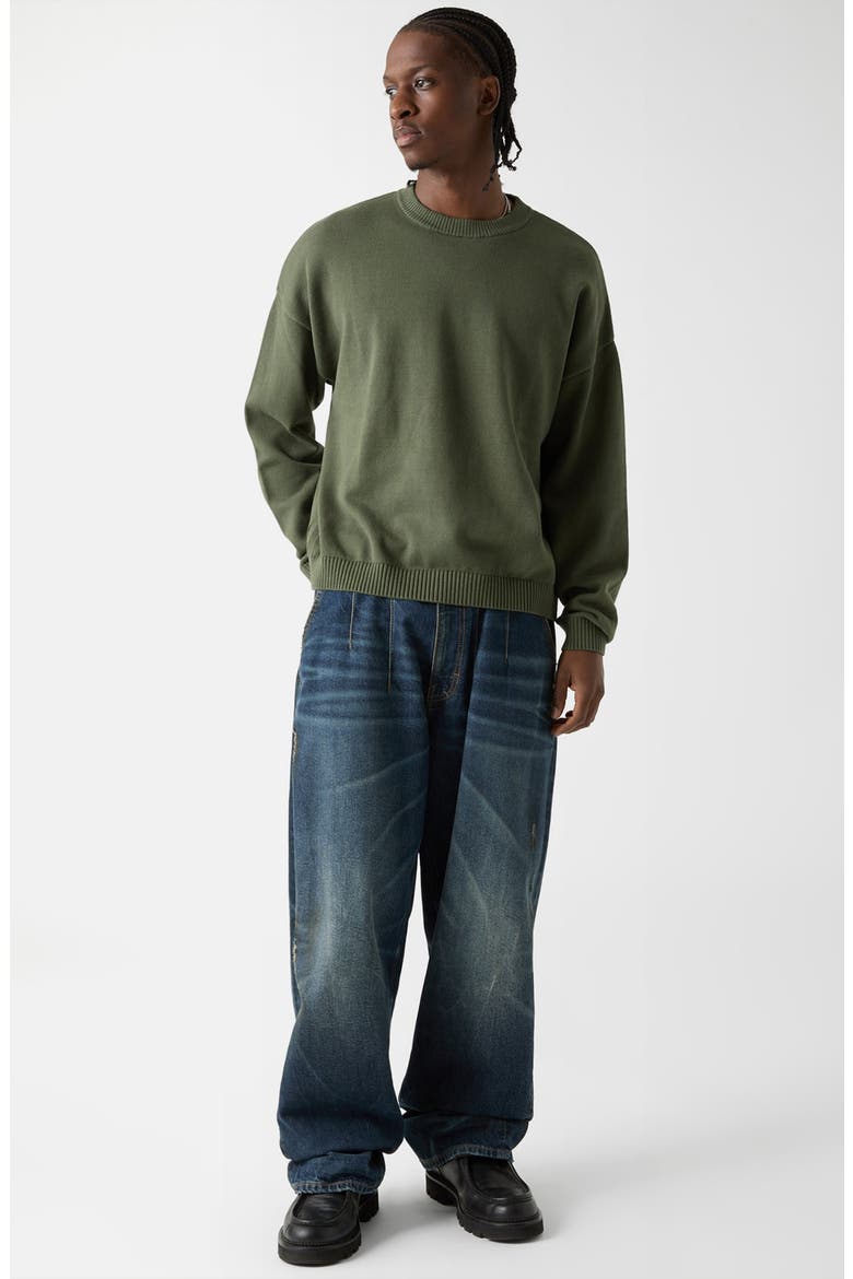 Go Crewneck Jacquard Sweater, Alternate, color, GREEN