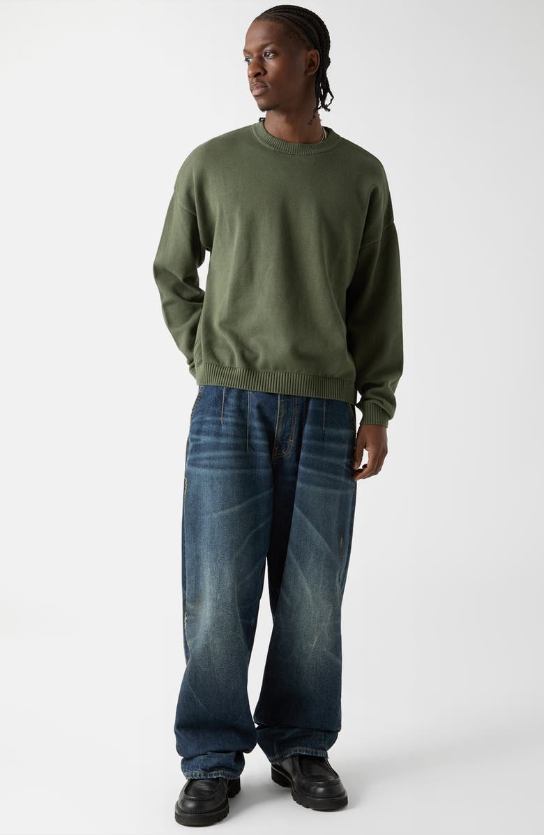 GUESS ORIGINALS Go Crewneck Jacquard Sweater, Alternate, color, Green