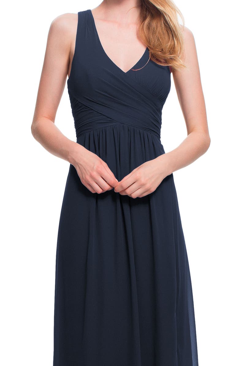 #Levkoff Back Cutout Chiffon A-Line Gown, Alternate, color,