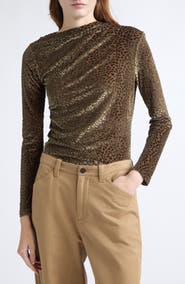Vince Velour Burnout Draped Top