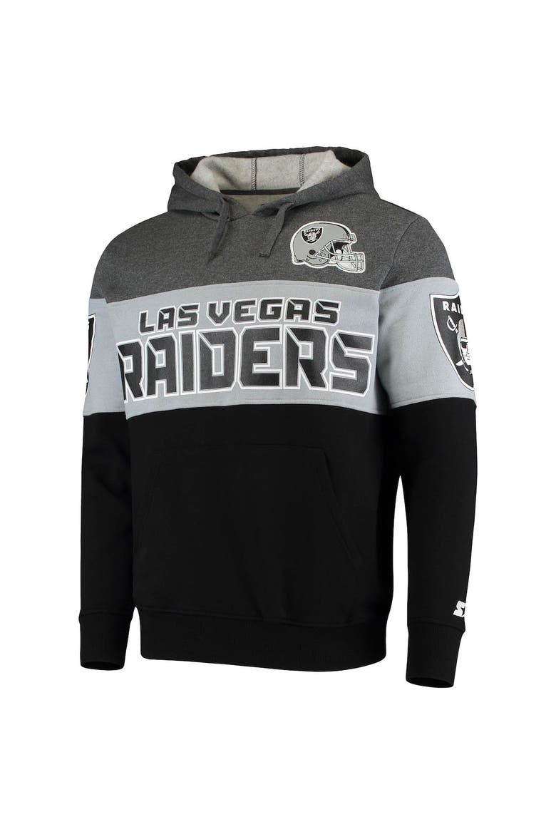 Men's Starter Heathered Gray/Silver Las Vegas Raiders Extreme Fireballer Pullover Hoodie, Alternate, color, Heather Gray