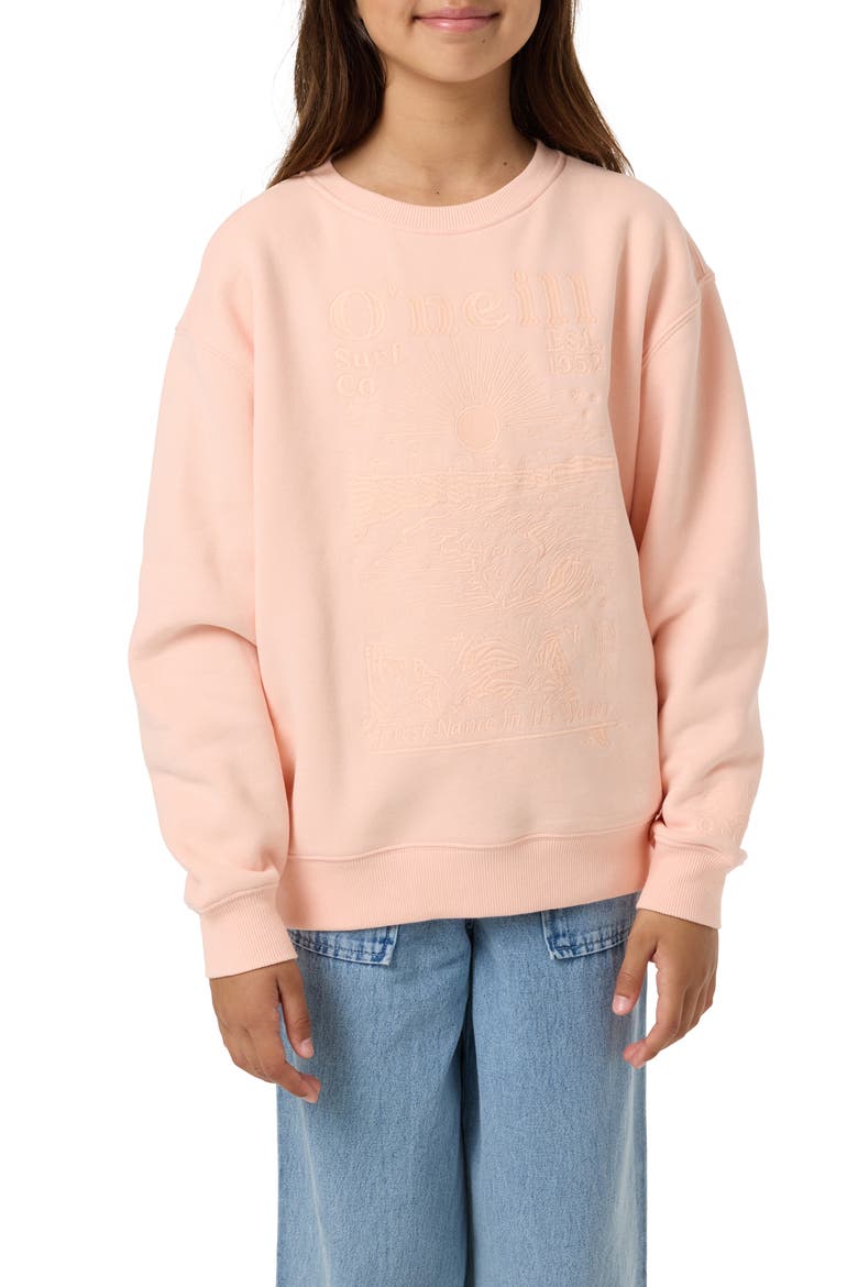 Kids' Chore Break Oversized Crewneck Sweatshirt, Main, color, PEACH LIGHT
