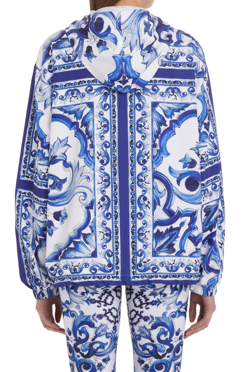Dolce&Gabbana Blu Mediterraneo Hooded Windbreaker, Alternate, color, 