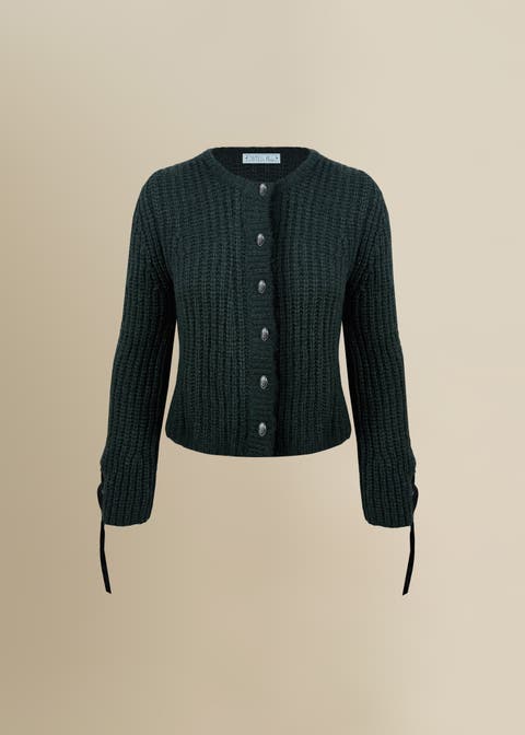 Julia Cozy Thick Ribbon-Laced Mohair Blend Sweater