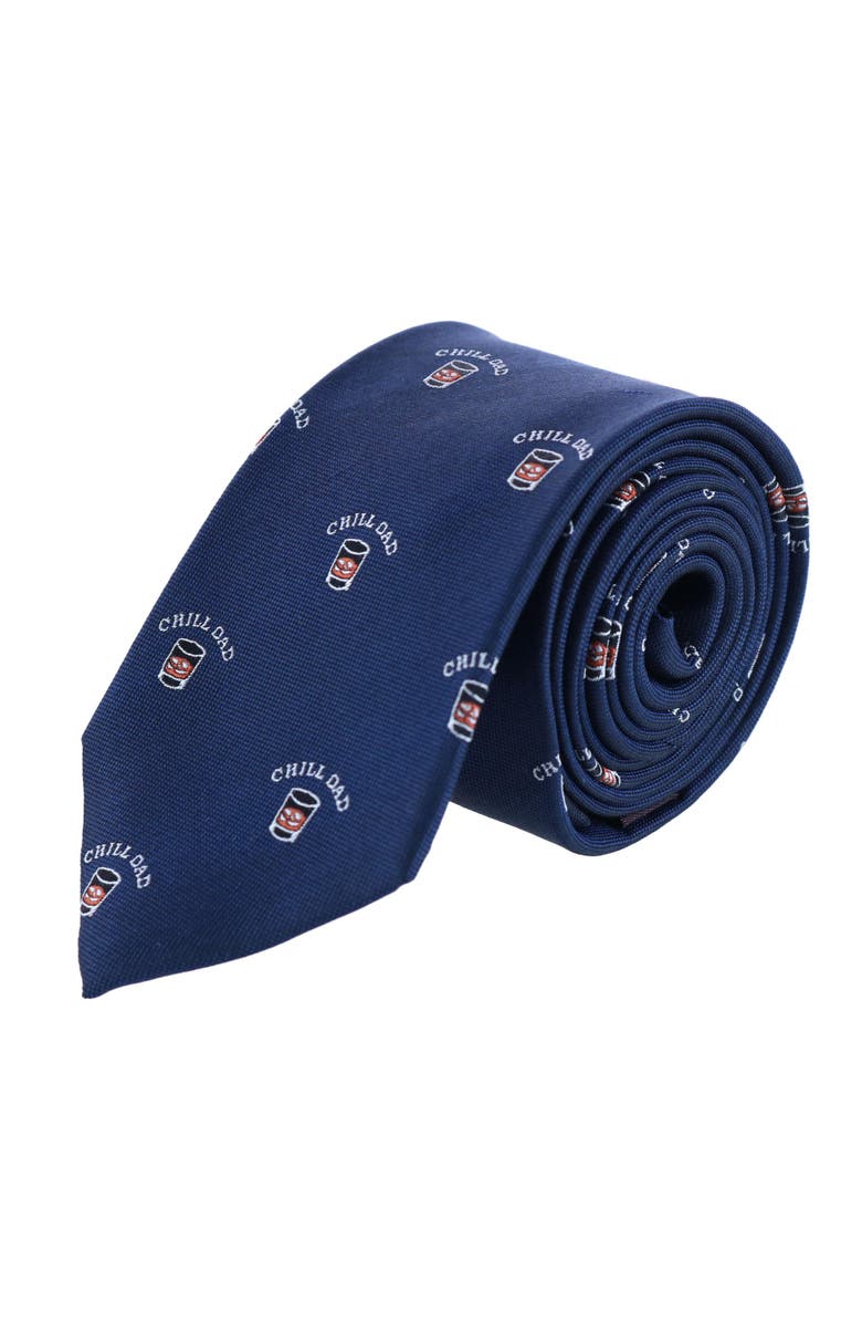 Trafalgar Chill Dad Novelty Silk Necktie, Main, color, Navy