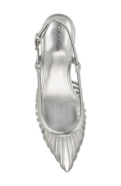 Calvin Klein Movella Slingback Kitten Heel Pump In Silver