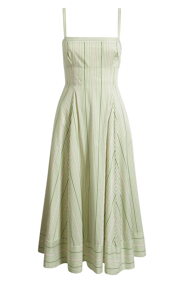 Hill House Home The Margot Stripe Fit & Flare Midi Dress, Alternate, color, Green Jacquard Stripe