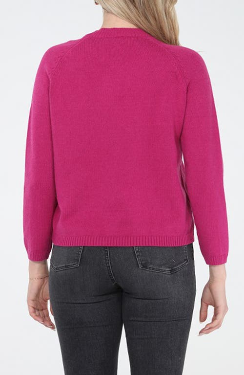 Rain And Rose Shoulder Zip Crewneck Sweater In Pink