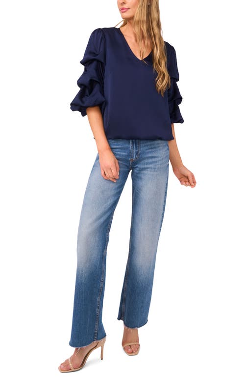 Vince Camuto V-neck Bubble Sleeve Top In Blue