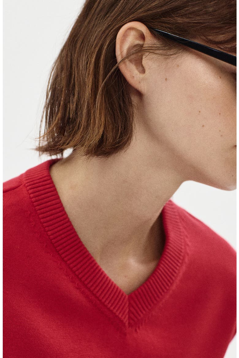 V-Neck Sweater, Alternate, color, RED