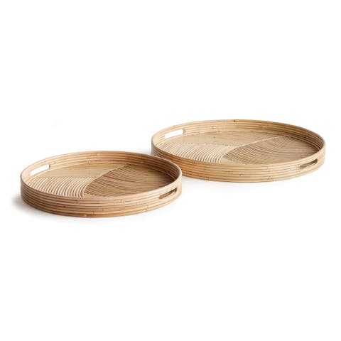 Jelani Cane Round Decorative Trays Set of 2