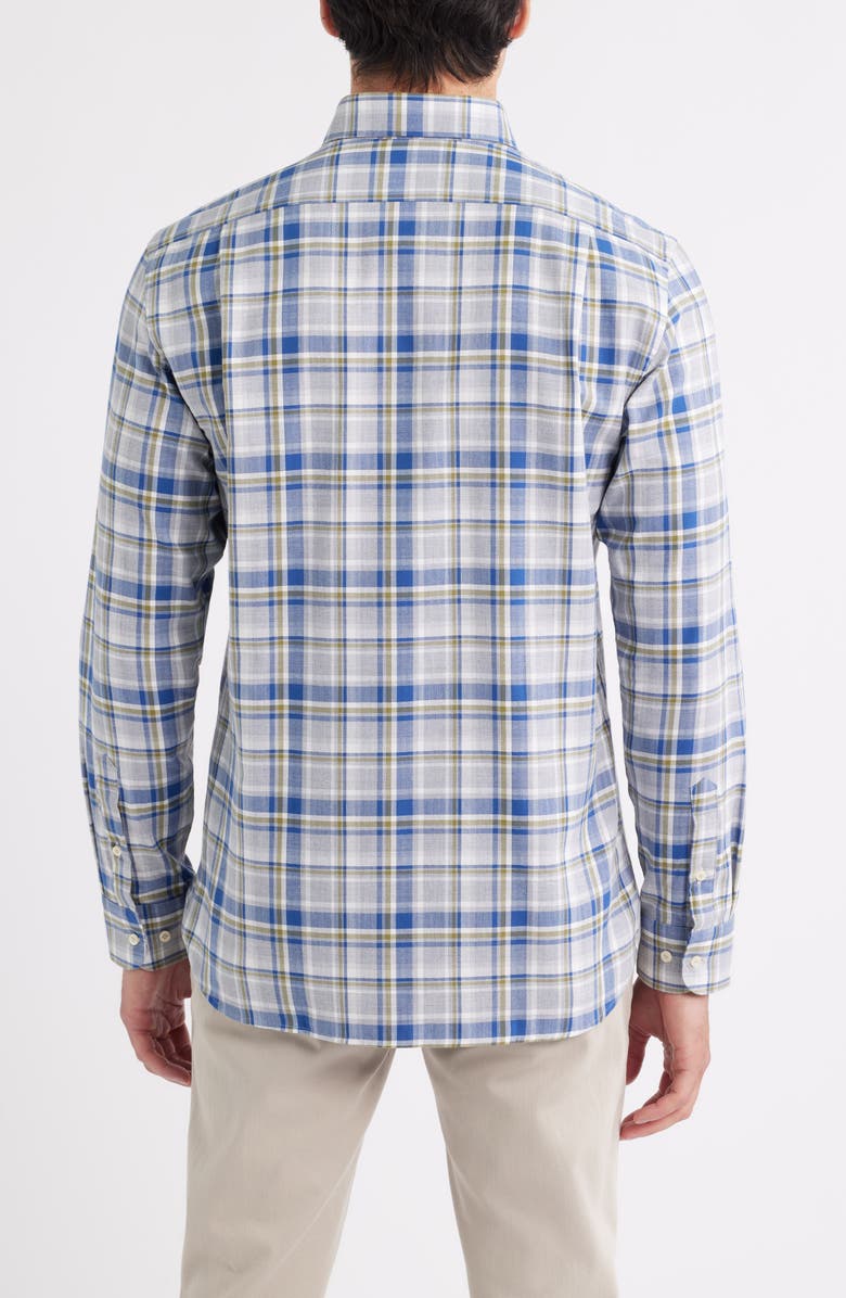 johnnie-O Loudon Plaid Top Shelf Cotton Herringbone Button-Up Shirt, Alternate, color, Light Gray