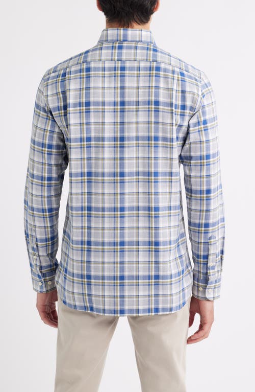 Johnnie-o Loudon Plaid Top Shelf Cotton Herringbone Button-up Shirt In Blue