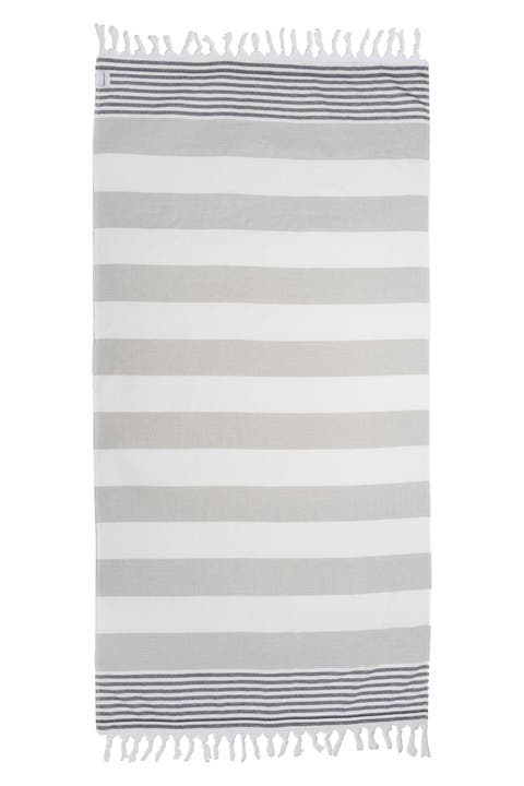 Marine Striped Organic Turkish Towel with Soft Terry Cloth Lining