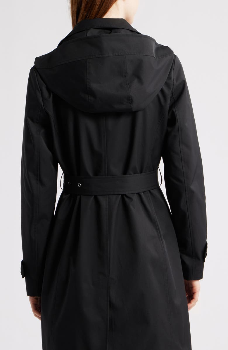 Michael Kors Water Resistant Trench Coat with Removable Hood, Alternate, color, Black