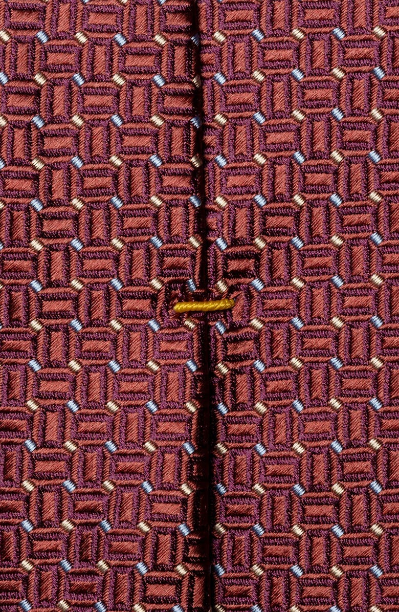 Eton Micro Geometric Silk Tie, Alternate, color, Medium Red
