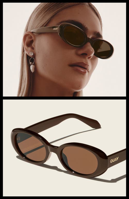 Quay Felt Cute 52mm Gradient Small Oval Sunglasses In Brown