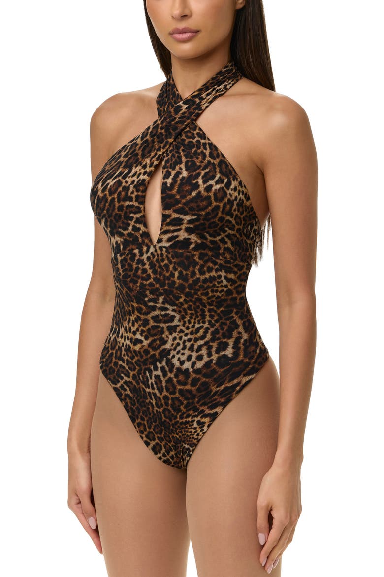 Twist Neck Leopard Print Bodysuit, Alternate, color, SPOTTED LEOPARD