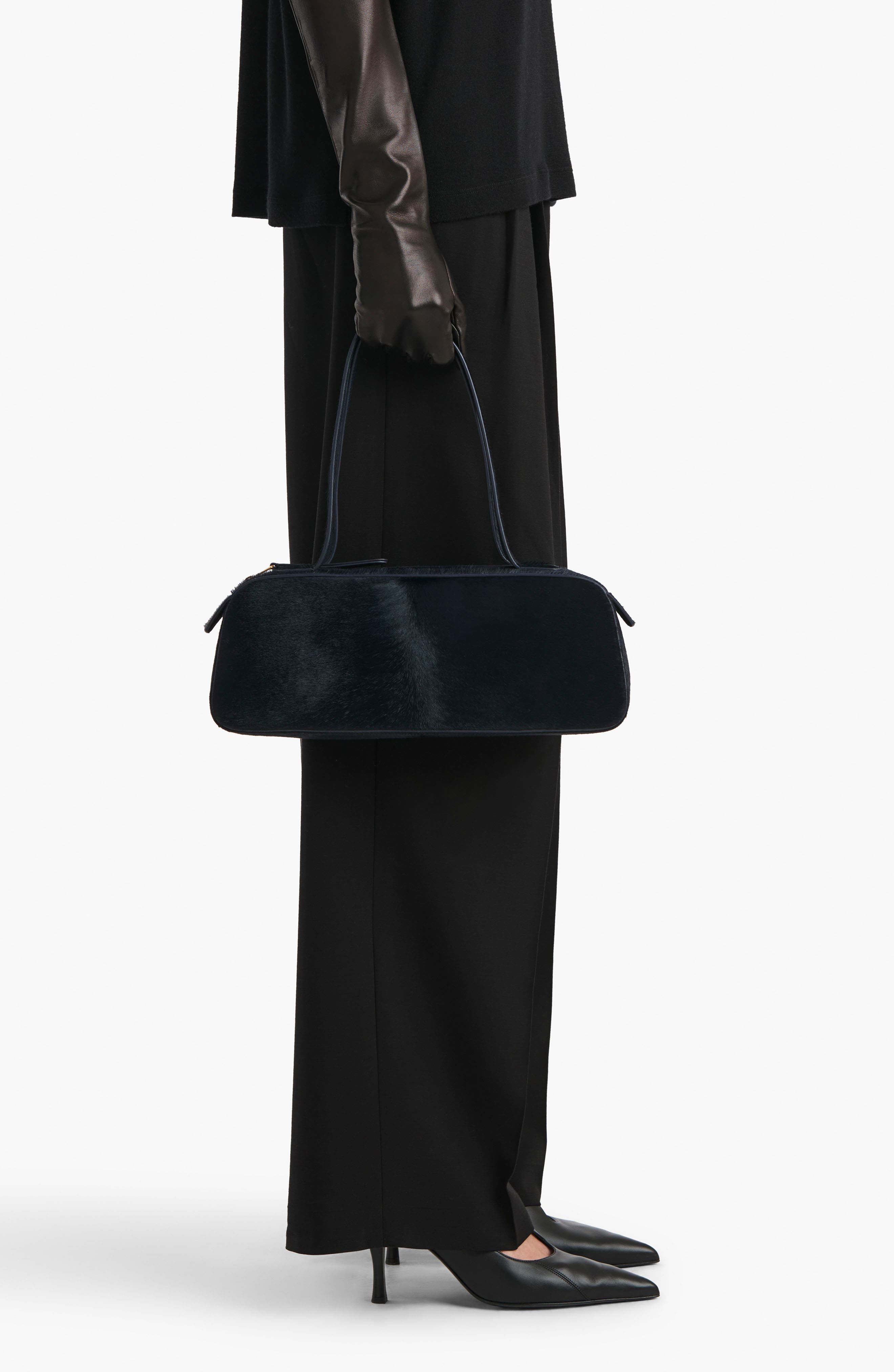 Khaite Simona Genuine Calf Hair Shoulder Bag, Alternate, color, Midnight Navy