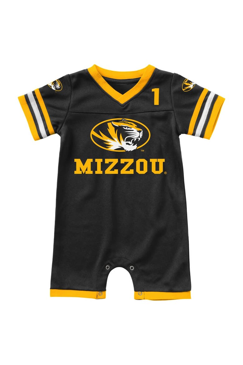 Newborn & Infant Colosseum Black Missouri Tigers Bumpo Football Romper, Alternate, color, Black