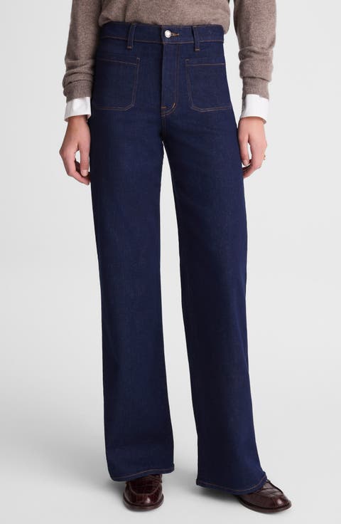 The Emmy Patch Pocket High Waist Wide Leg Jeans (Rinse)