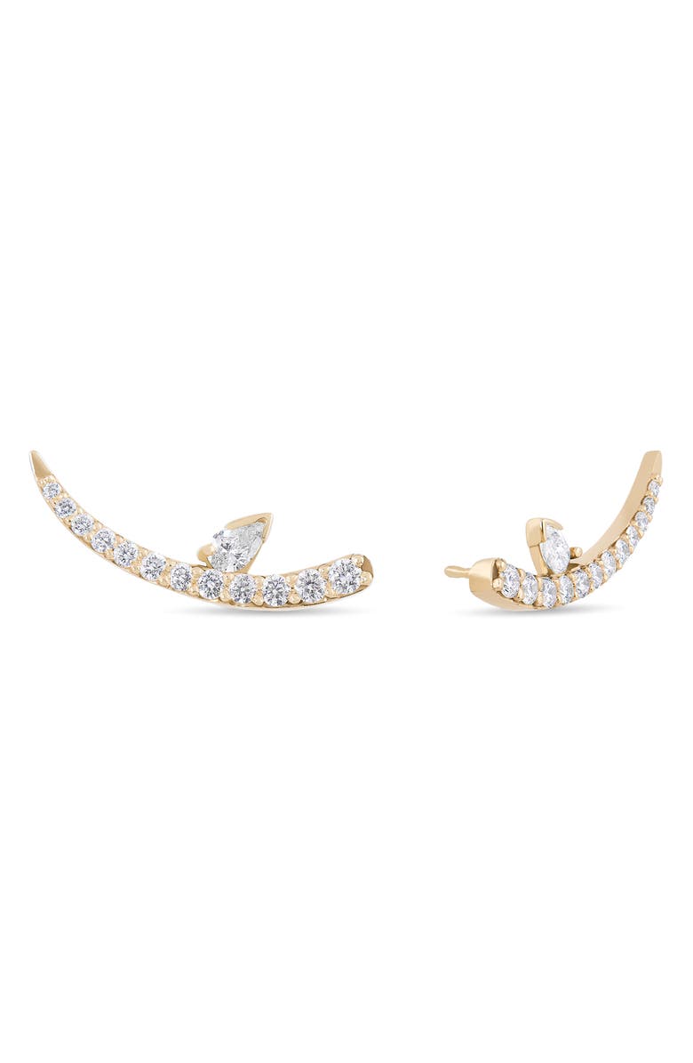 LANA 14K Gold Curved Diamond Stud Earrings, Main, color, Yellow