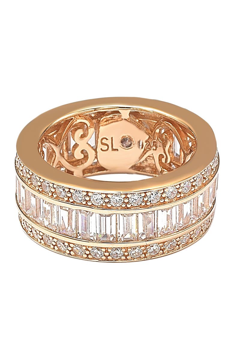 SUZY LEVIAN 14K Rose Gold Plated Sterling Silver Baguette-Cut & Round-Cut CZ Eternity Band, Main, color, Rose