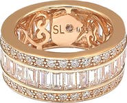 SUZY LEVIAN 14K Rose Gold Plated Sterling Silver Baguette-Cut & Round-Cut CZ Eternity Band