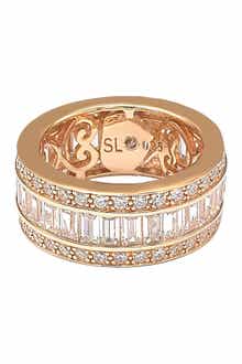 SUZY LEVIAN 14K Rose Gold Plated Sterling Silver Baguette-Cut & Round-Cut CZ Eternity Band