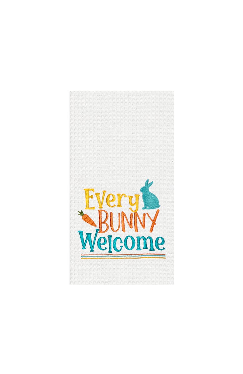 C&F Home "Every Bunny Welcome" Easter Rabbit Spring Theme Kitchen Dishtowel, Main, color, White
