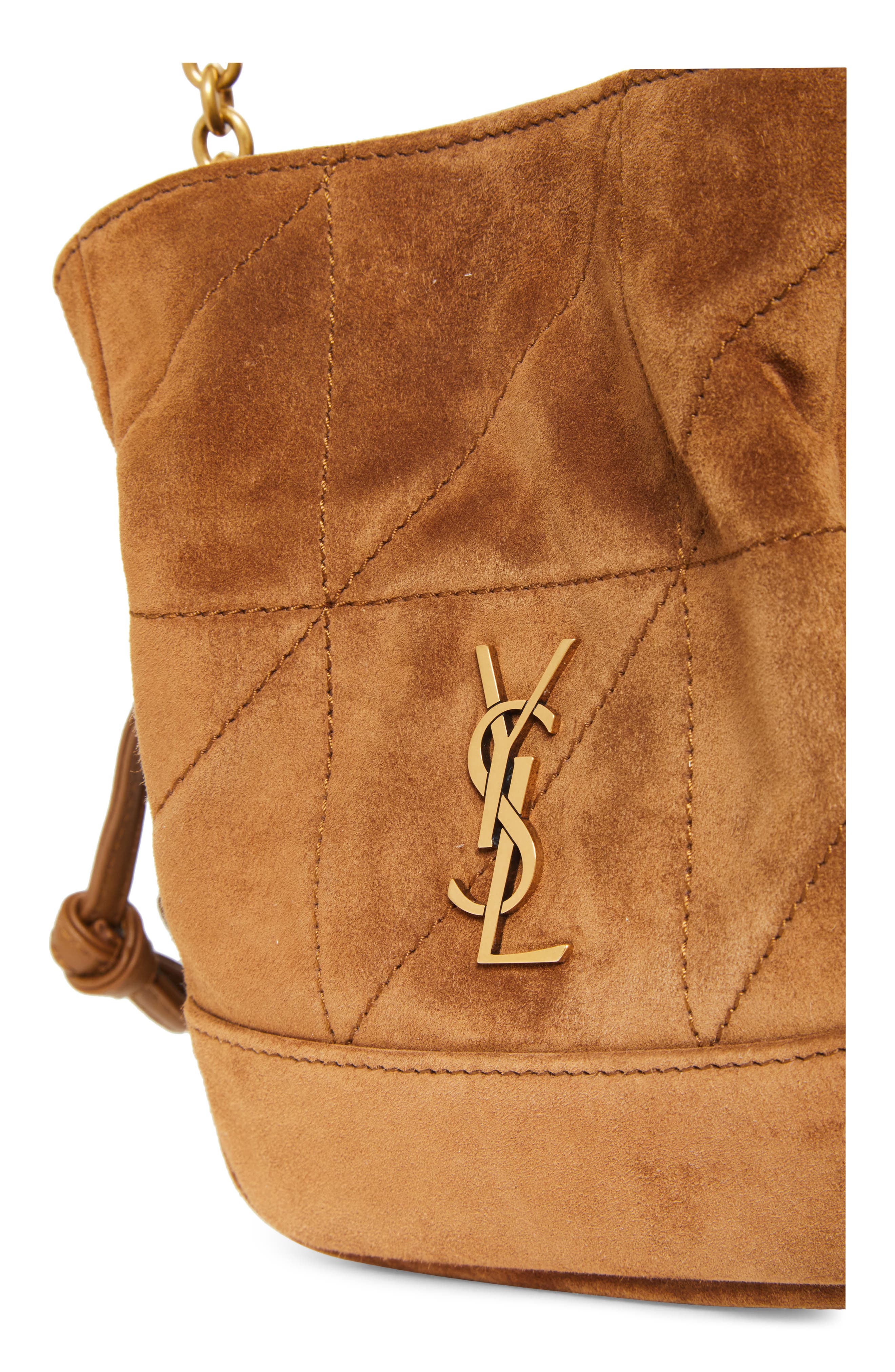 Saint Laurent Mini Jamie Suede Shoulder Bag, Alternate, color, Caramel Cognac