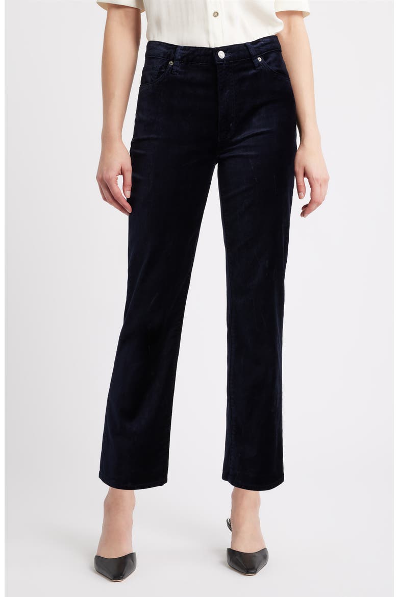 Le Sleek Velvet Ankle Straight Leg Pants, Main, color, NAVY VELVET